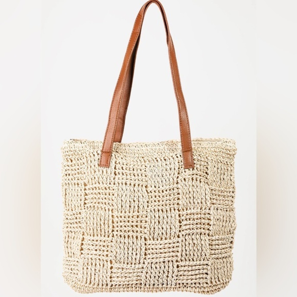 Fame Braided Faux Leather Strap Tote Bag